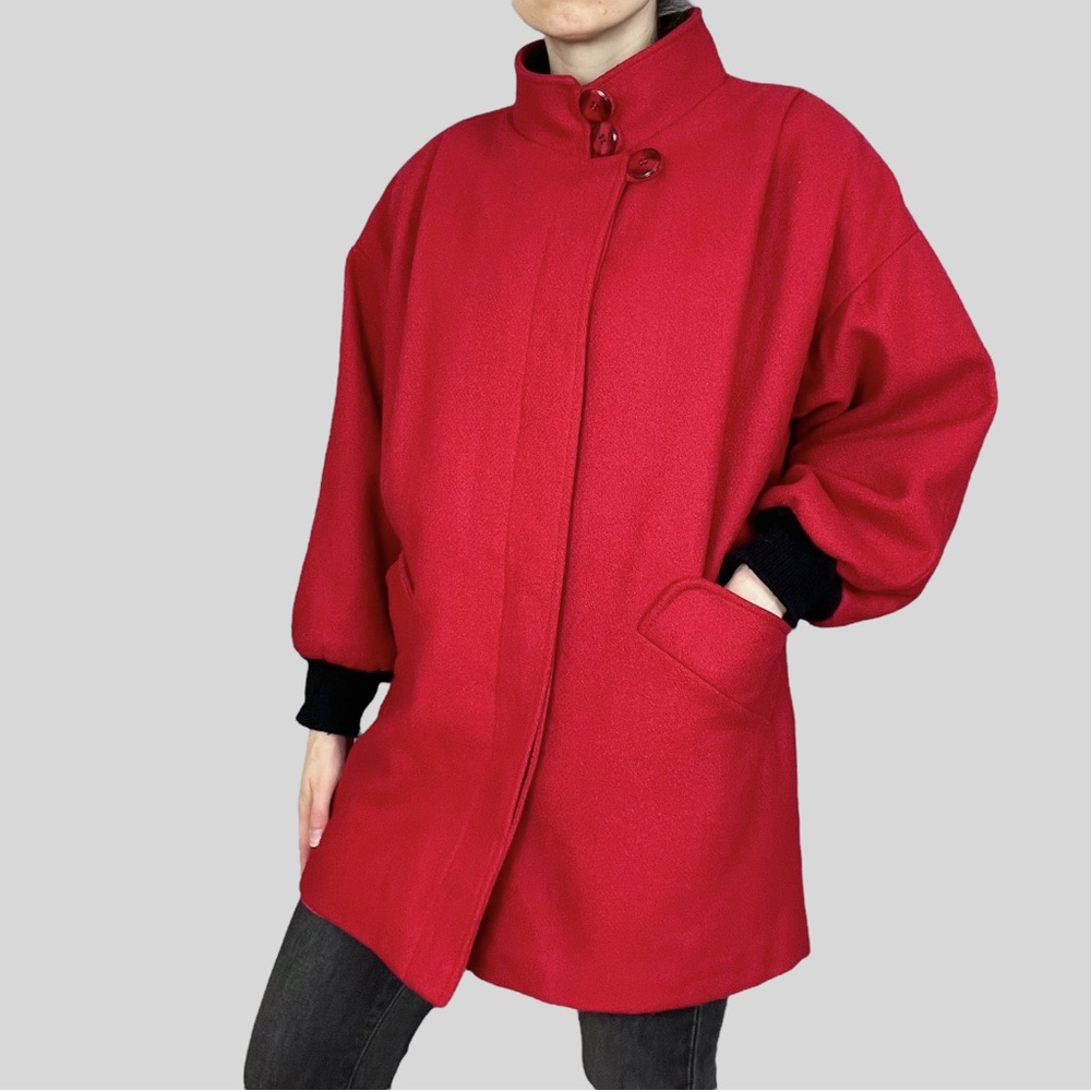 Vintage Coat Women's Wool Nylon Stand-Up Collar Button-Up Car Coat‎ Herman Kay